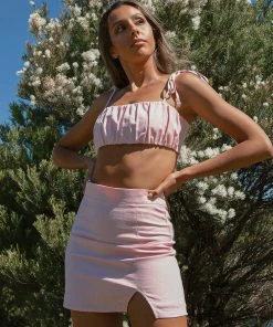 Peppermayo Exclusive The Avenue Linen Mini Skirt - Pink New & Most Loved