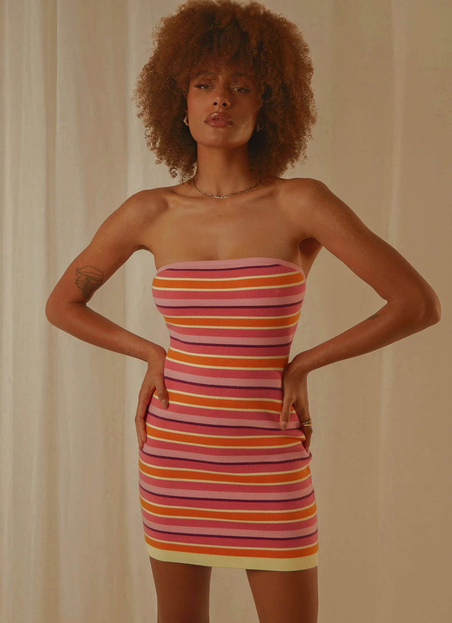 Peppermayo Exclusive Yasmine Knit Mini Dress - Pink Stripe 2 Peppermayo Exclusive Yasmine Knit Mini Dress - Pink Stripe