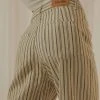 Afends Shelby Hemp Stripe Twill Wide Leg Pant - Cream New & Most Loved