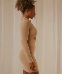 Peppermayo Elena Long Sleeve Mini Dress - Beige 8 Peppermayo Elena Long Sleeve Mini Dress - Beige