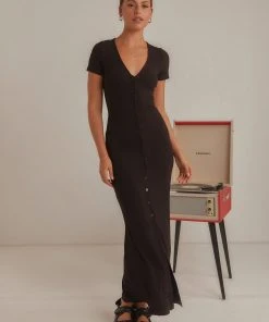 Peppermayo New & Most Loved Sliding Doors Midi Dress - Black