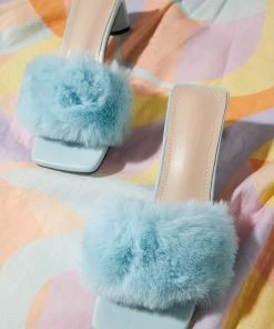 Cult Avenue City Limits Fluffy Heel - Baby Blue New & Most Loved