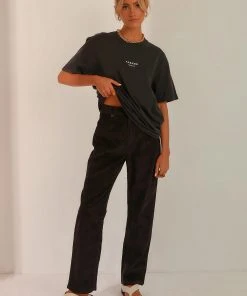 Afends Shelby Hemp Corduroy High Waist Wide Leg Pant - Black New & Most Loved