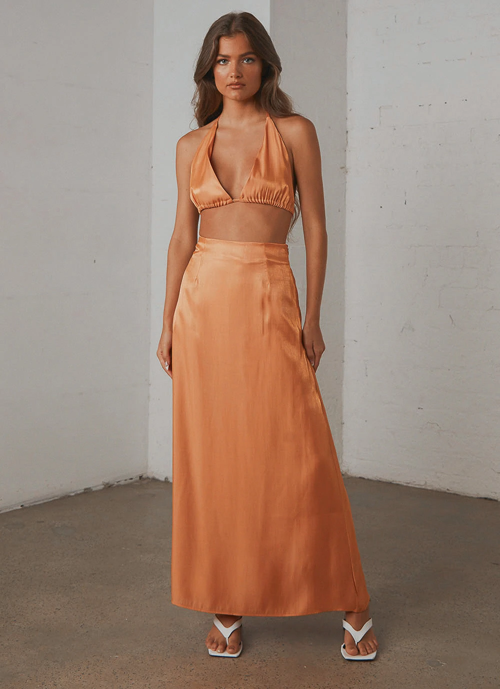 Peppermayo Exclusive Long Nights Midi Skirt - Orange Shimmer New & Most Loved 2 Peppermayo Exclusive Long Nights Midi Skirt - Orange Shimmer New & Most Loved