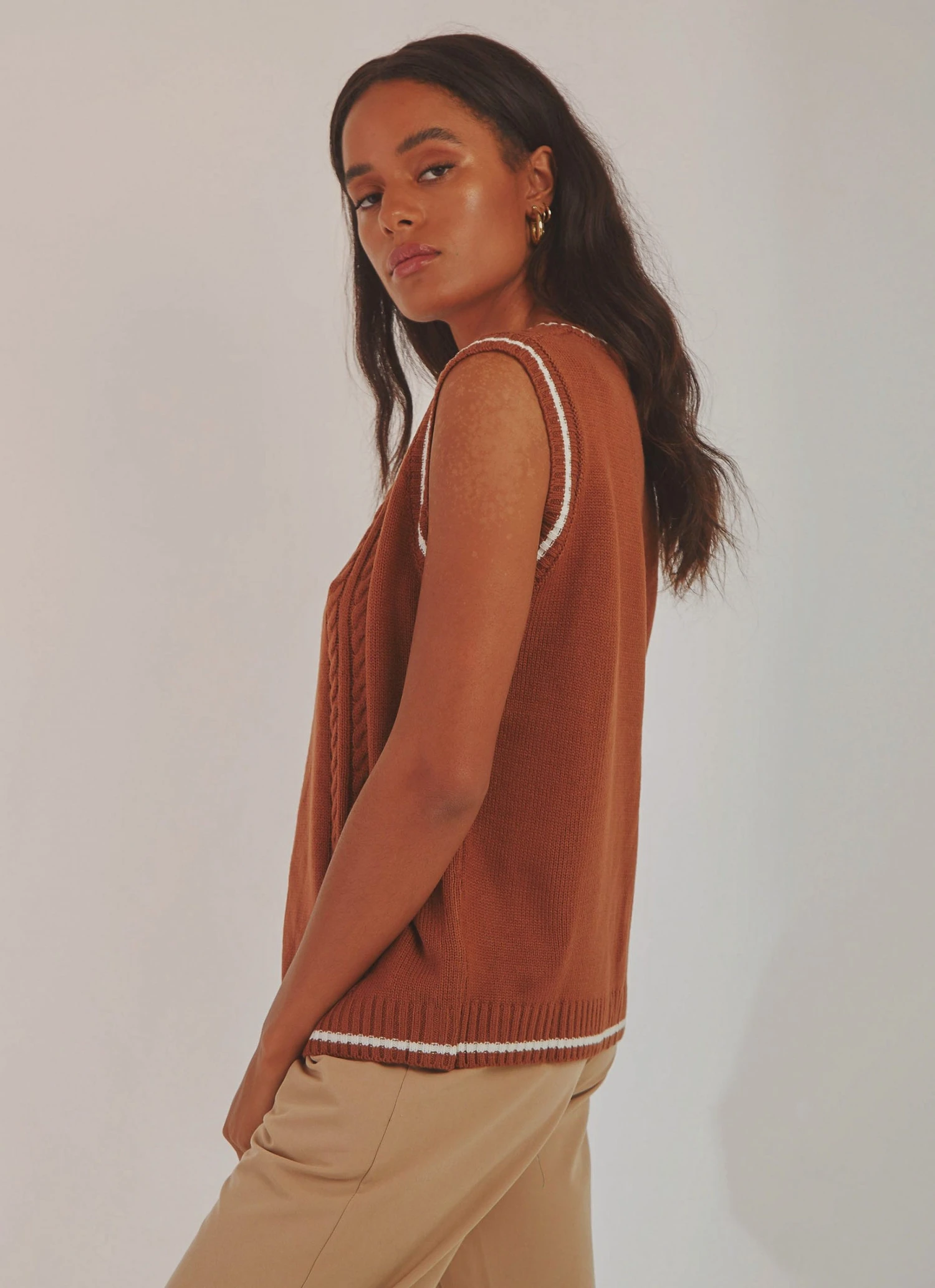 Peppermayo Centre Court Knit Vest - Choc Brown New & Most Loved 4 Peppermayo Centre Court Knit Vest - Choc Brown New & Most Loved