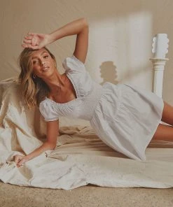 National Breast Cancer Foundation X Peppermayo New & Most Loved Summer Villa Linen Mini Dress - White