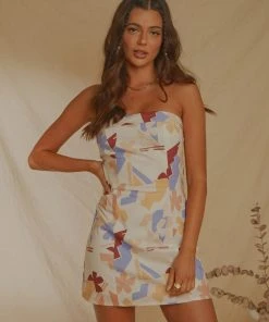 Peppermayo Exclusive New & Most Loved Sun And Sand Bustier Mini Dress - Abstract Resort