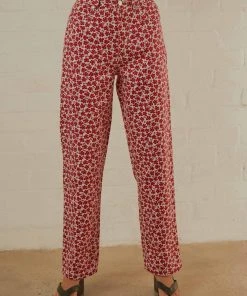 Afends Shelby Hemp Print Wide Leg Pant - Red 7 Afends Shelby Hemp Print Wide Leg Pant - Red