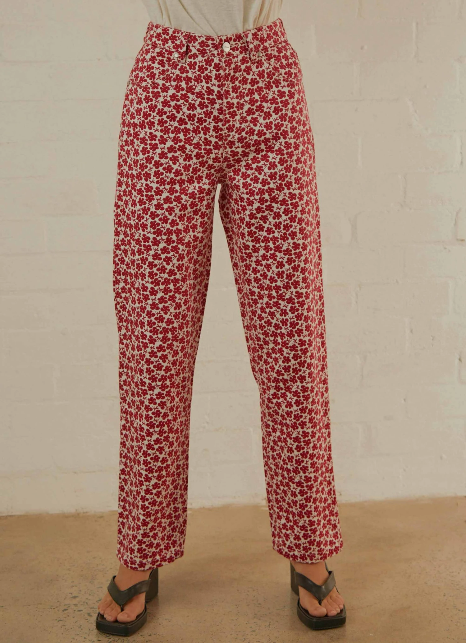 Afends Shelby Hemp Print Wide Leg Pant - Red 3 Afends Shelby Hemp Print Wide Leg Pant - Red