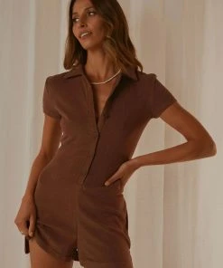 Peppermayo Exclusive Surf Culture Romper - Chocolate New & Most Loved