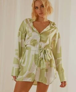 Peppermayo Exclusive Faye Mini Shirt Dress - Sage Retro 7 Peppermayo Exclusive Faye Mini Shirt Dress - Sage Retro