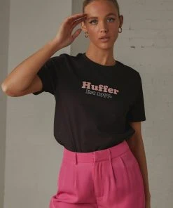 Huffer Stella Fairside Tee - Black New & Most Loved