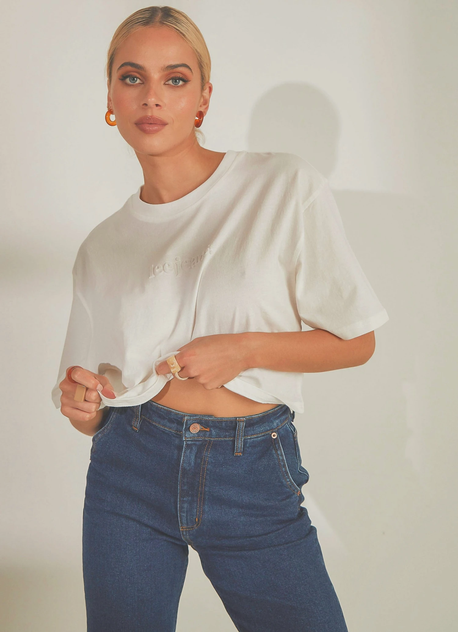 Lee Baggy Crop Tee - Vintage White 1 Lee Baggy Crop Tee - Vintage White