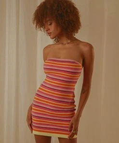 Peppermayo Exclusive Yasmine Knit Mini Dress - Pink Stripe