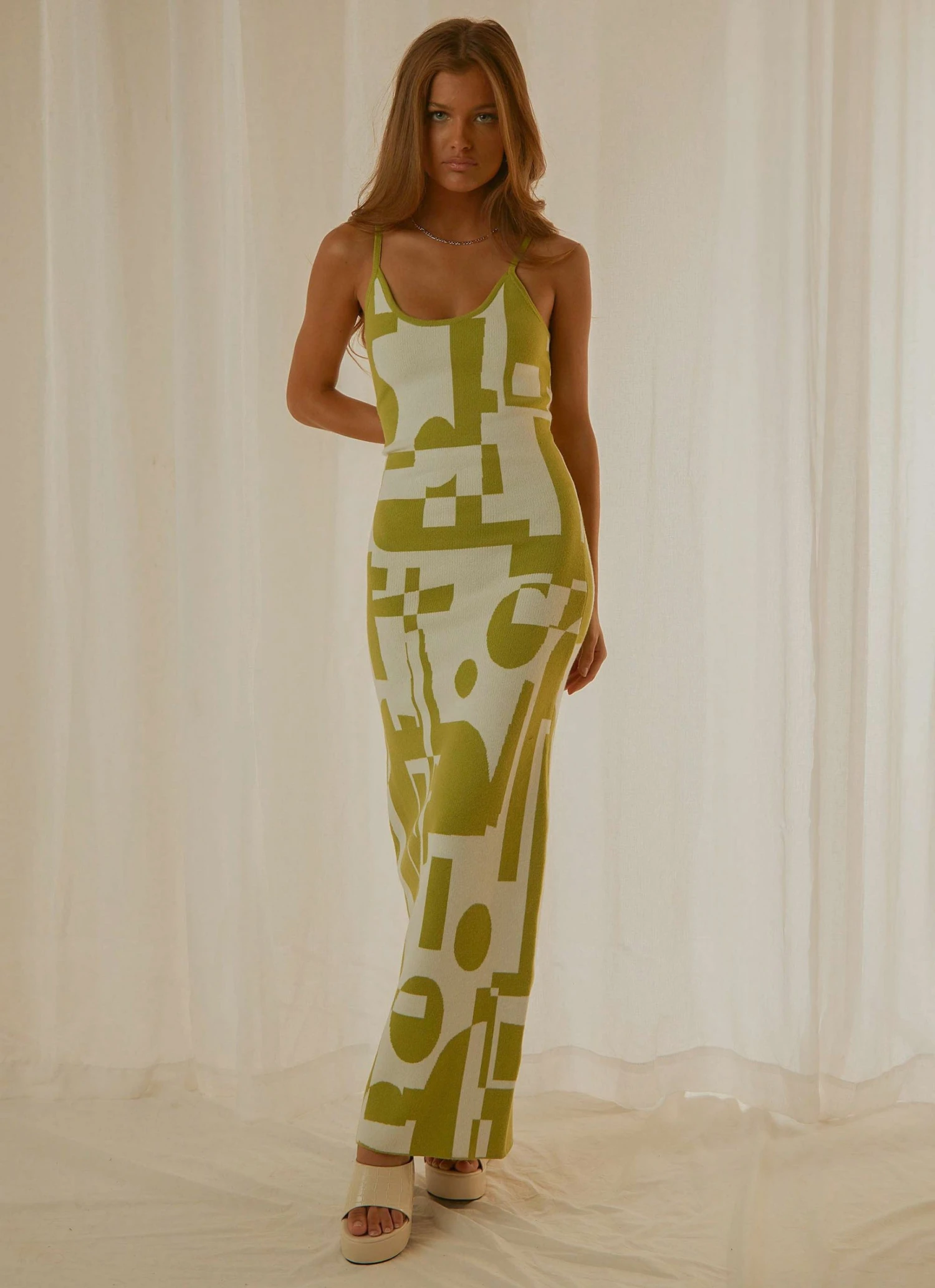 Peppermayo Exclusive New & Most Loved Cali Sweetheart Knit Maxi Dress - Lime Green Geo 4 Peppermayo Exclusive New & Most Loved Cali Sweetheart Knit Maxi Dress - Lime Green Geo