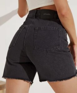 Afends Shelby Cut Off Denim Short - Stone Black New & Most Loved