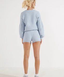 Peppermayo Main Street Knit Shorts - Sky Blue