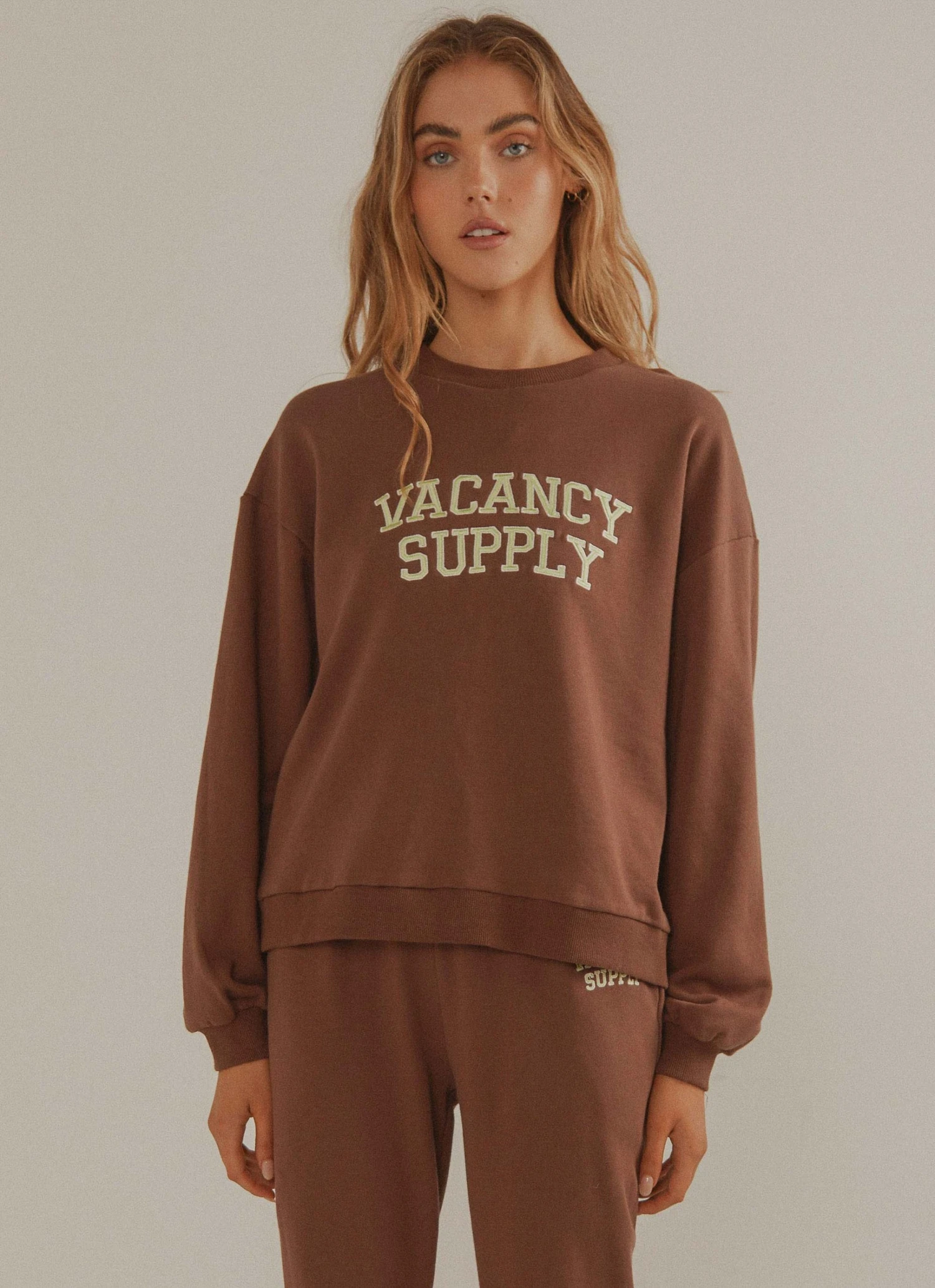 Vacancy Supply New & Most Loved Camp Varsity Crewneck - Choc Brown 4 Vacancy Supply New & Most Loved Camp Varsity Crewneck - Choc Brown