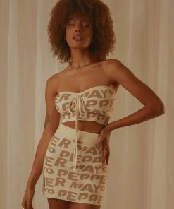 Peppermayo Exclusive Easy Love Knit Mini Skirt - Latte Logo 9 Peppermayo Exclusive Easy Love Knit Mini Skirt - Latte Logo