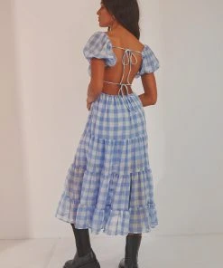 Peppermayo New Dresses Blissful Midi Dress - Blue Check 9 Peppermayo New Dresses Blissful Midi Dress - Blue Check