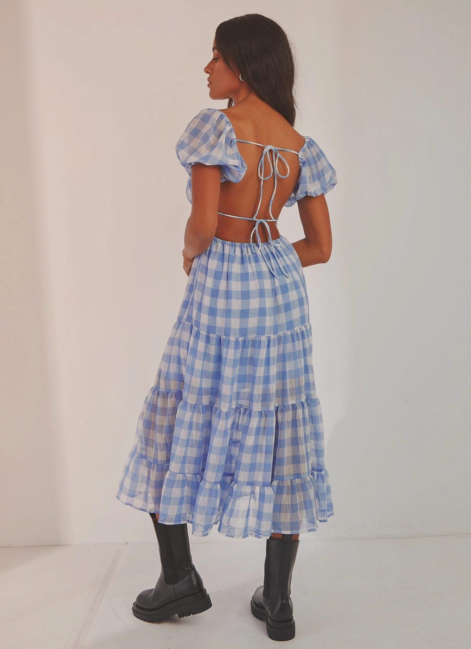 Peppermayo New Dresses Blissful Midi Dress - Blue Check 5 Peppermayo New Dresses Blissful Midi Dress - Blue Check
