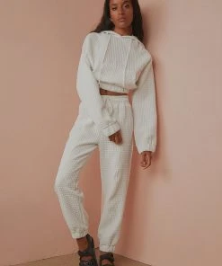 Peppermayo Resort Club Waffle Trackpant - White New & Most Loved