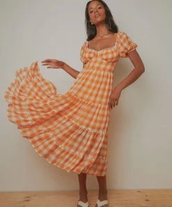 Peppermayo Blissful Midi Dress - Orange Check 7 Peppermayo Blissful Midi Dress - Orange Check