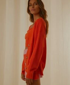 Peppermayo Exclusive Nyla Knit Cardigan - Orange New & Most Loved