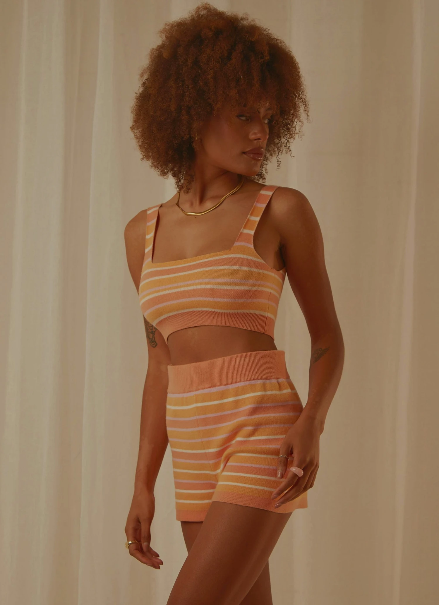 Peppermayo Exclusive New & Most Loved Love Train Knit Crop - Peach Multi Stripe 6 Peppermayo Exclusive New & Most Loved Love Train Knit Crop - Peach Multi Stripe