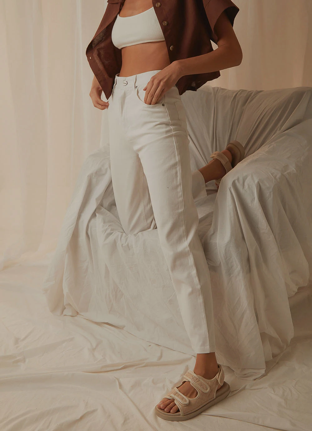 Afends Shelby - Hemp High Waist Wide Leg Jean - White 2 Afends Shelby - Hemp High Waist Wide Leg Jean - White