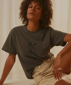 Afends Society Unisex Retro Fit Tee - Stone Black