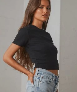 Afends Erin Waffle Fitted Tee - Black