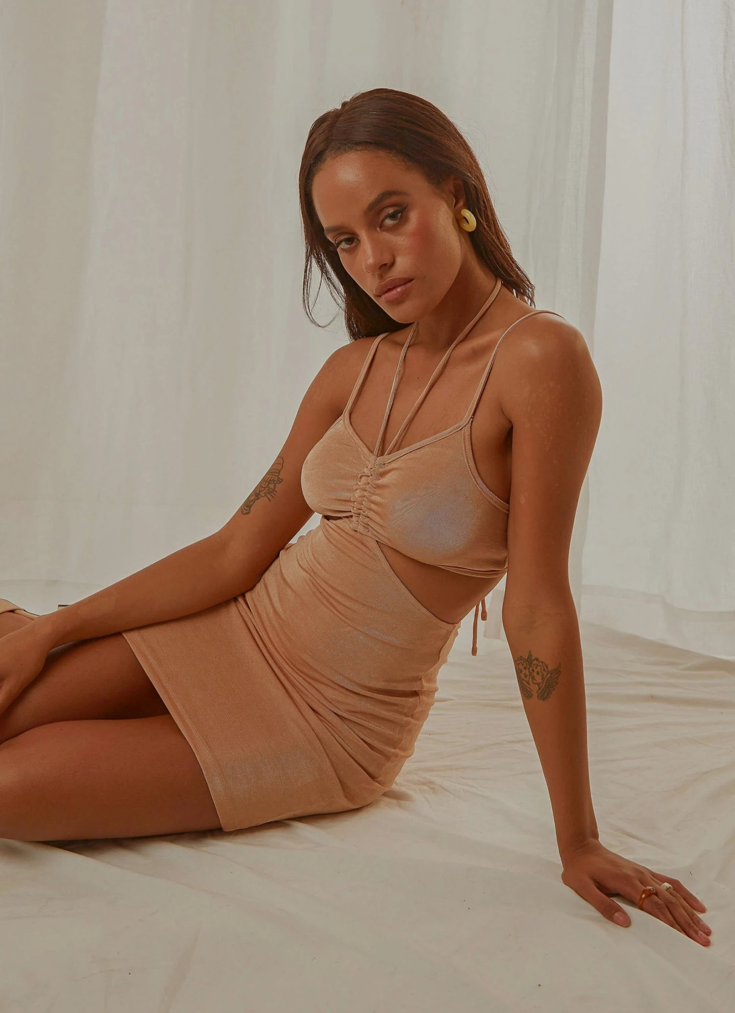 Peppermayo New & Most Loved Know Yourself Mini Dress - Beige 2 Peppermayo New & Most Loved Know Yourself Mini Dress - Beige