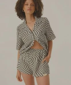 Vacancy Supply New & Most Loved Turbocharge Organic Linen Shorts - Charcoal - White