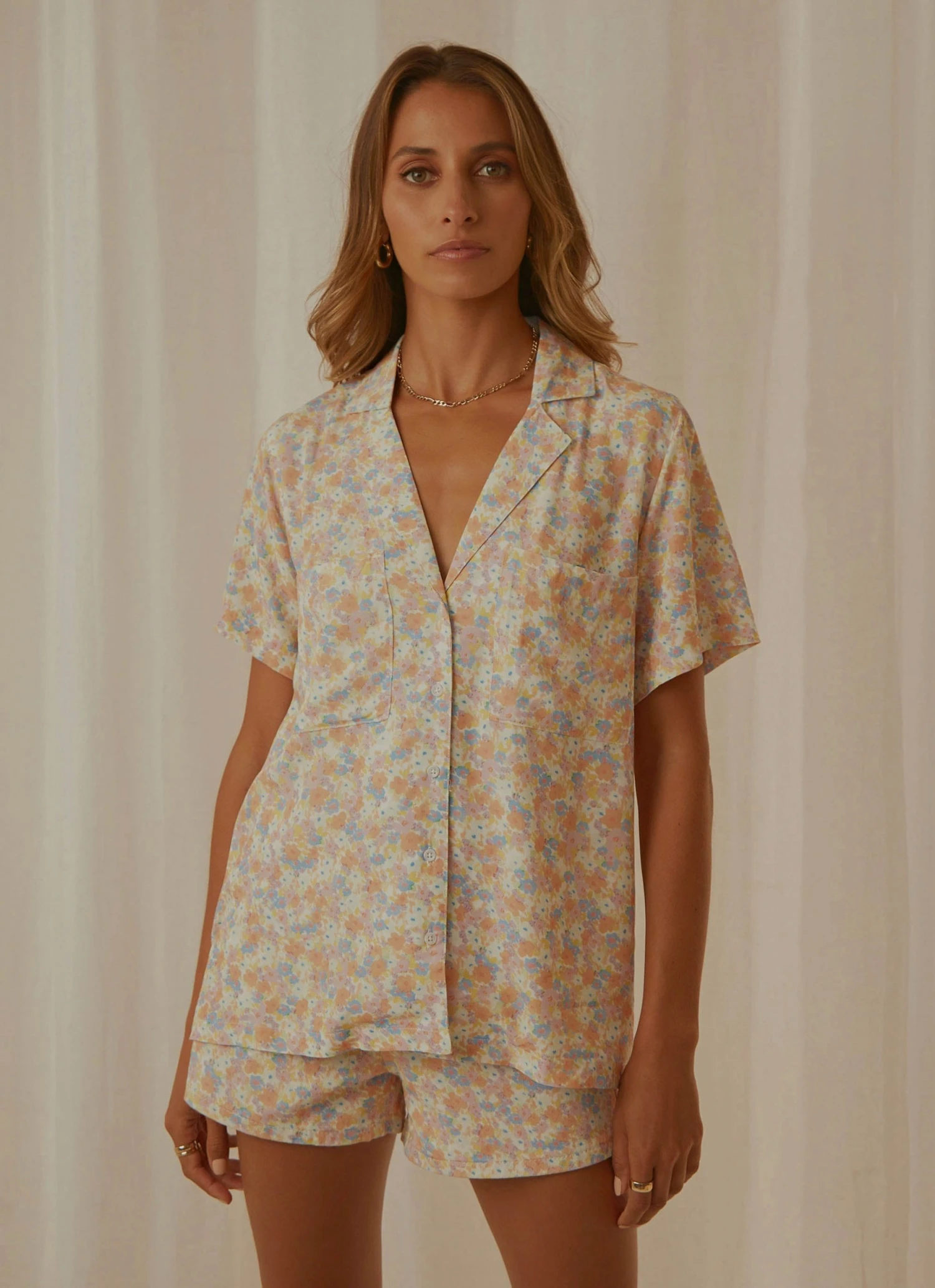 Cools Club New & Most Loved Safari Shirt - Peach Floral 2 Cools Club New & Most Loved Safari Shirt - Peach Floral