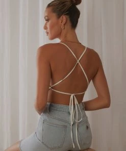 Peppermayo Exclusive Champs-Elysees Cowl Neck Crop - White