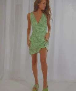 Peppermayo Exclusive Audrey Vintage Slip Dress - Lime Check Warp New & Most Loved 8 Peppermayo Exclusive Audrey Vintage Slip Dress - Lime Check Warp New & Most Loved