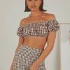 Peppermayo Exclusive New & Most Loved Les Deux Crop Top - Choc Brown Gingham