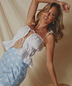 Peppermayo This Summer Tie Front Top - White New & Most Loved