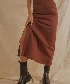 Peppermayo Exclusive Beach Club Linen Tie Skirt - Choc Brown New & Most Loved