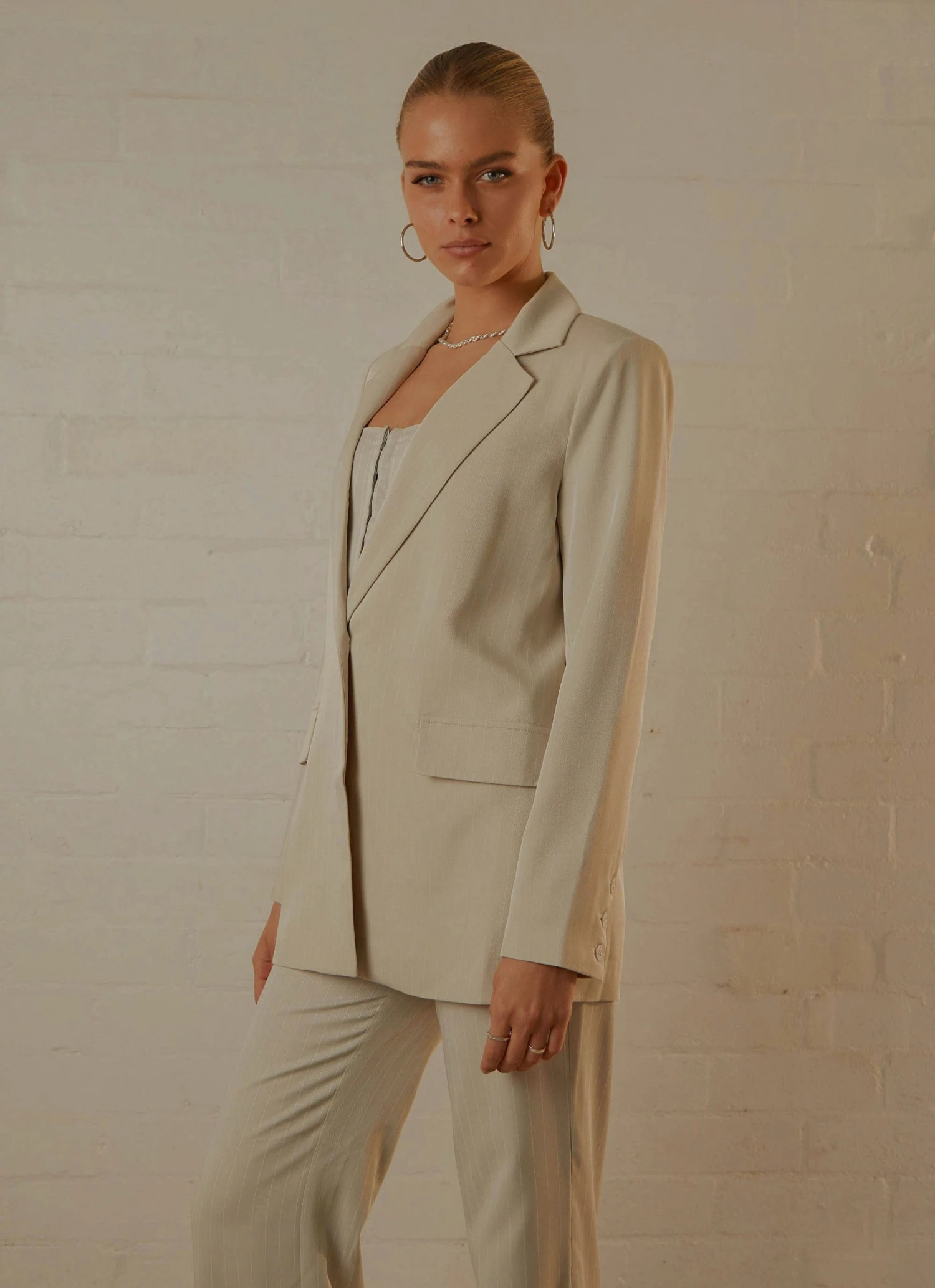 Peppermayo Exclusive New & Most Loved Mia Oversized Blazer - Stone Pinstripe 4 Peppermayo Exclusive New & Most Loved Mia Oversized Blazer - Stone Pinstripe