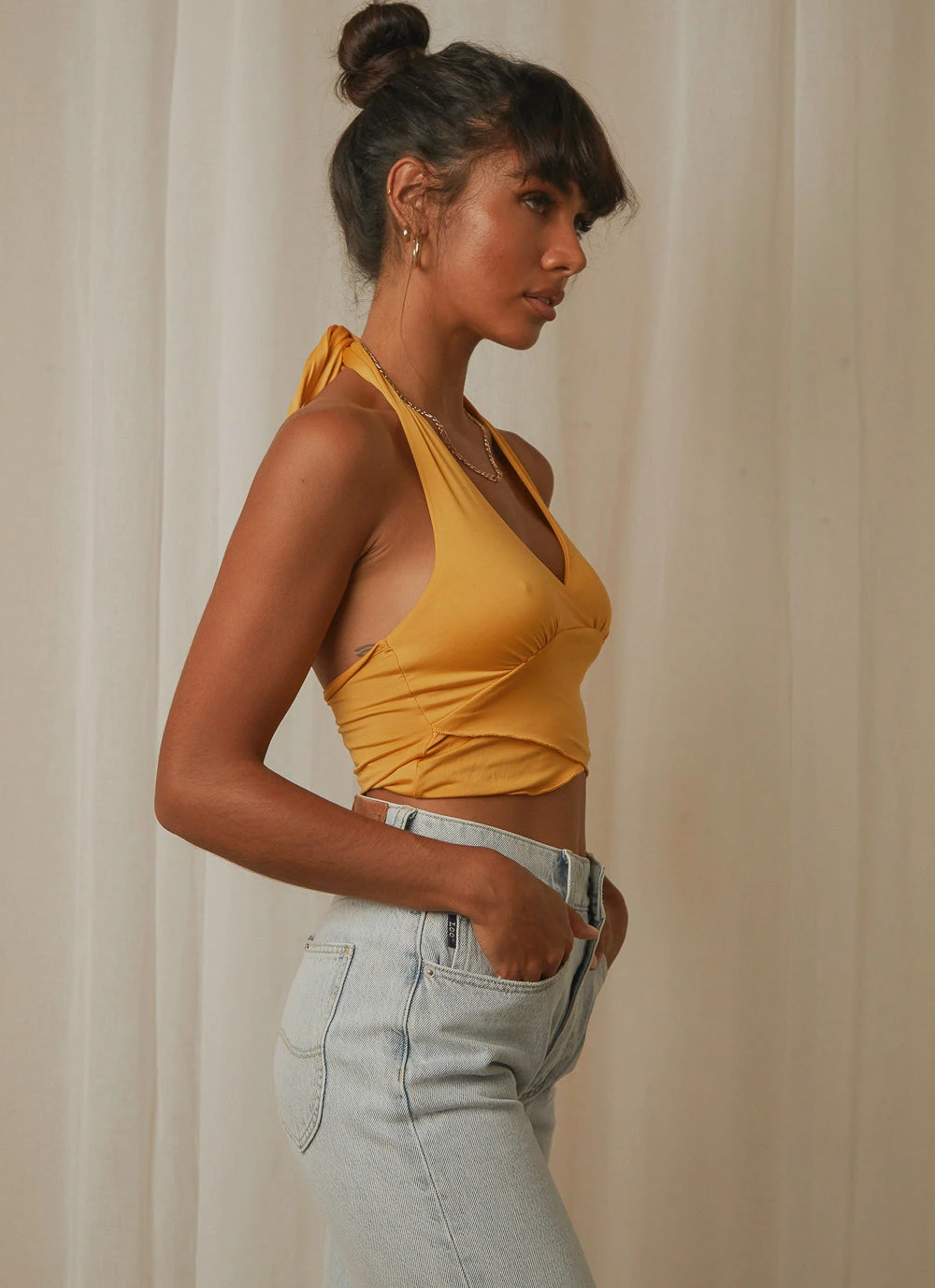 Peppermayo New & Most Loved Making Waves Halter Top - Mango 3 Peppermayo New & Most Loved Making Waves Halter Top - Mango