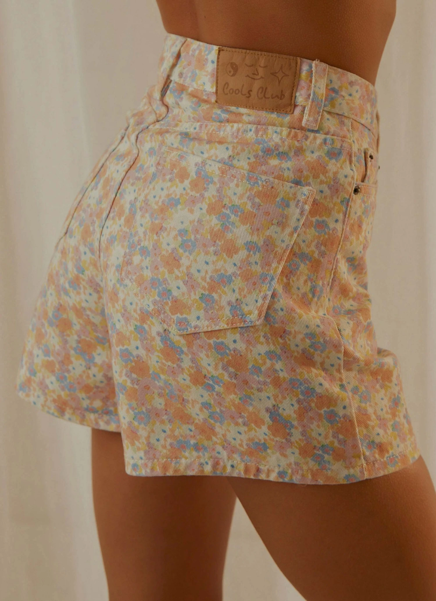 Cools Club Jean Short - Peach Floral New & Most Loved 1 Cools Club Jean Short - Peach Floral New & Most Loved