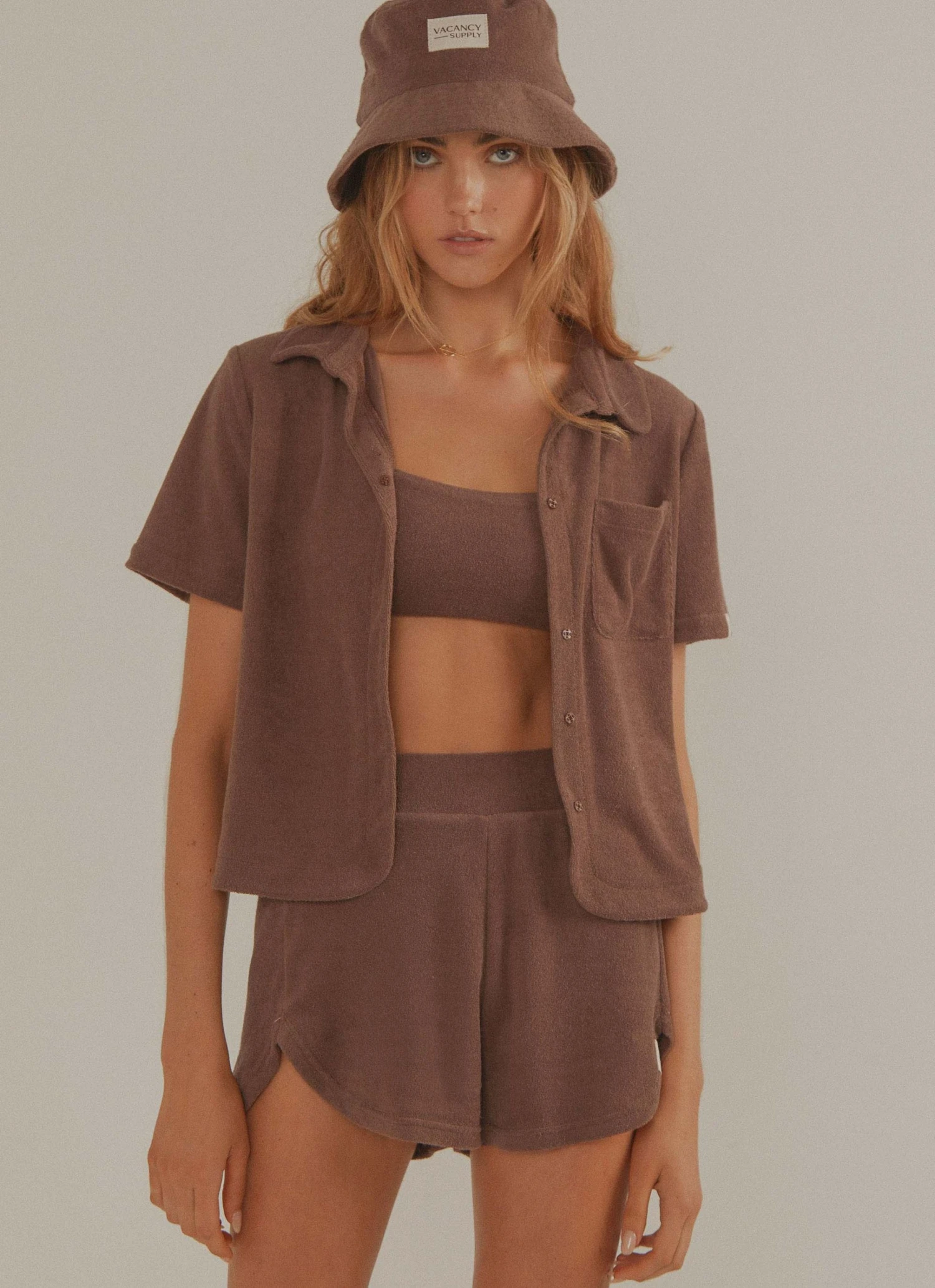 Vacancy Supply Holiday Terry Shirt - Choc Brown New & Most Loved 3 Vacancy Supply Holiday Terry Shirt - Choc Brown New & Most Loved