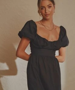 National Breast Cancer Foundation X Peppermayo Europe Local Linen Maxi Dress - Black New & Most Loved