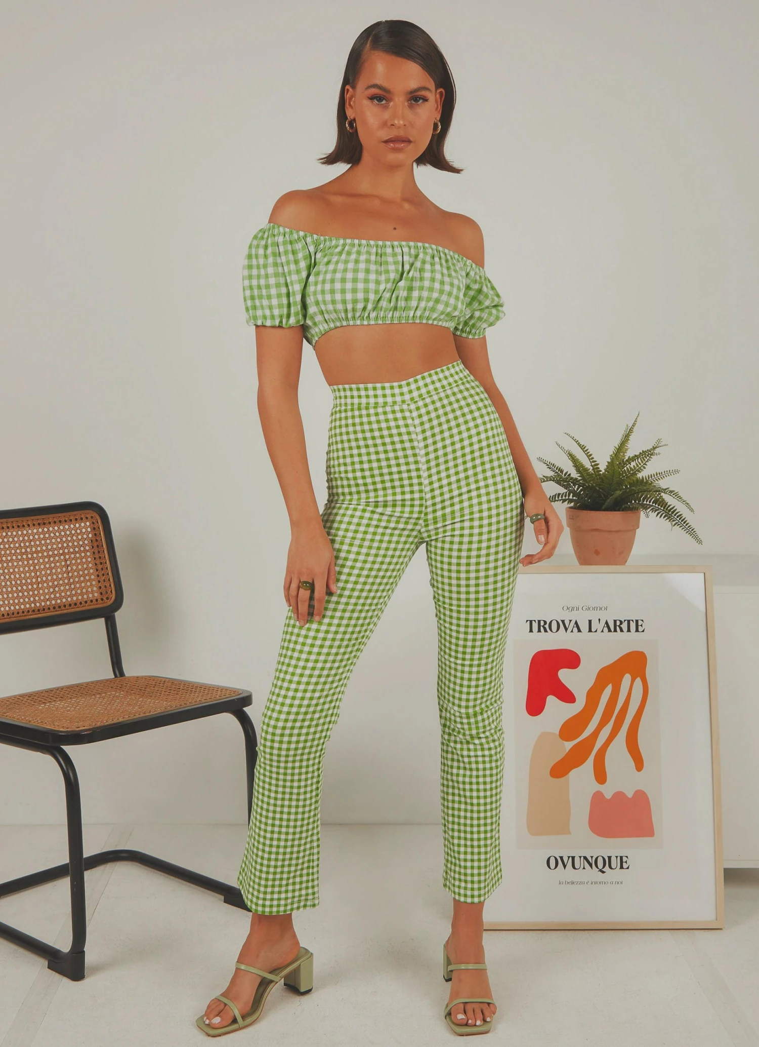 Peppermayo Exclusive Les Deux Crop Top - Green Gingham New & Most Loved 4 Peppermayo Exclusive Les Deux Crop Top - Green Gingham New & Most Loved