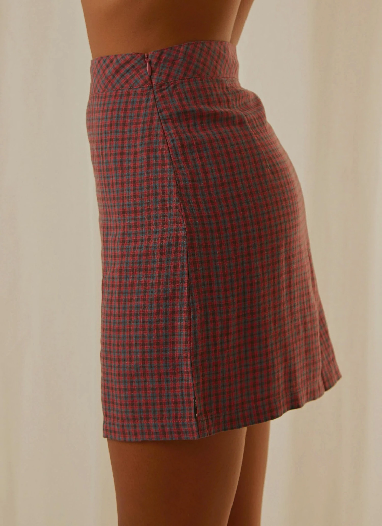 Afends New & Most Loved Highland Check Mini Skirt - Red 5 Afends New & Most Loved Highland Check Mini Skirt - Red