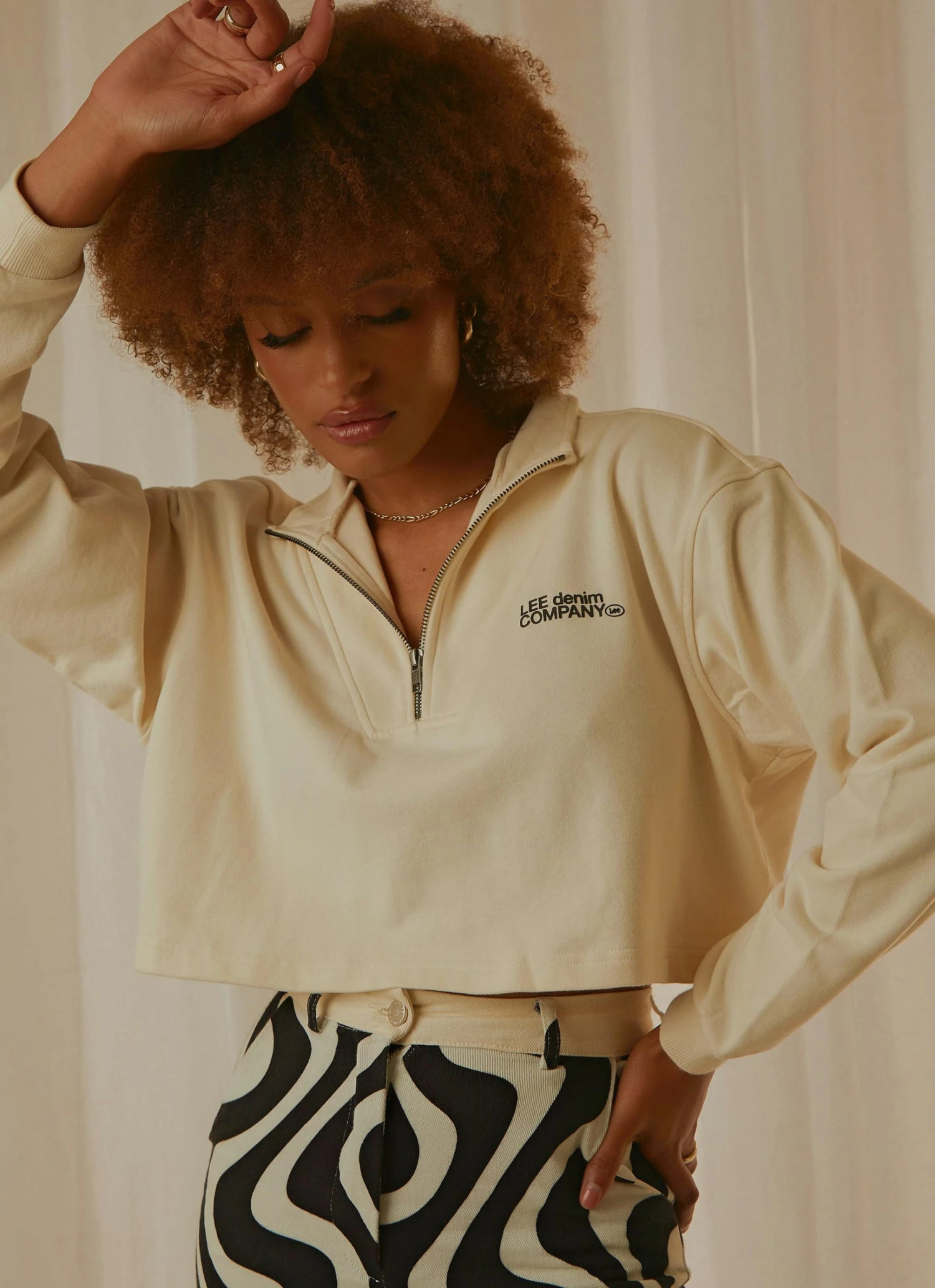 Lee Half Zip Crop - Vanilla 1 Lee Half Zip Crop - Vanilla