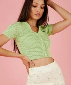 Peppermayo Just Like That Knit Crop - Green New & Most Loved