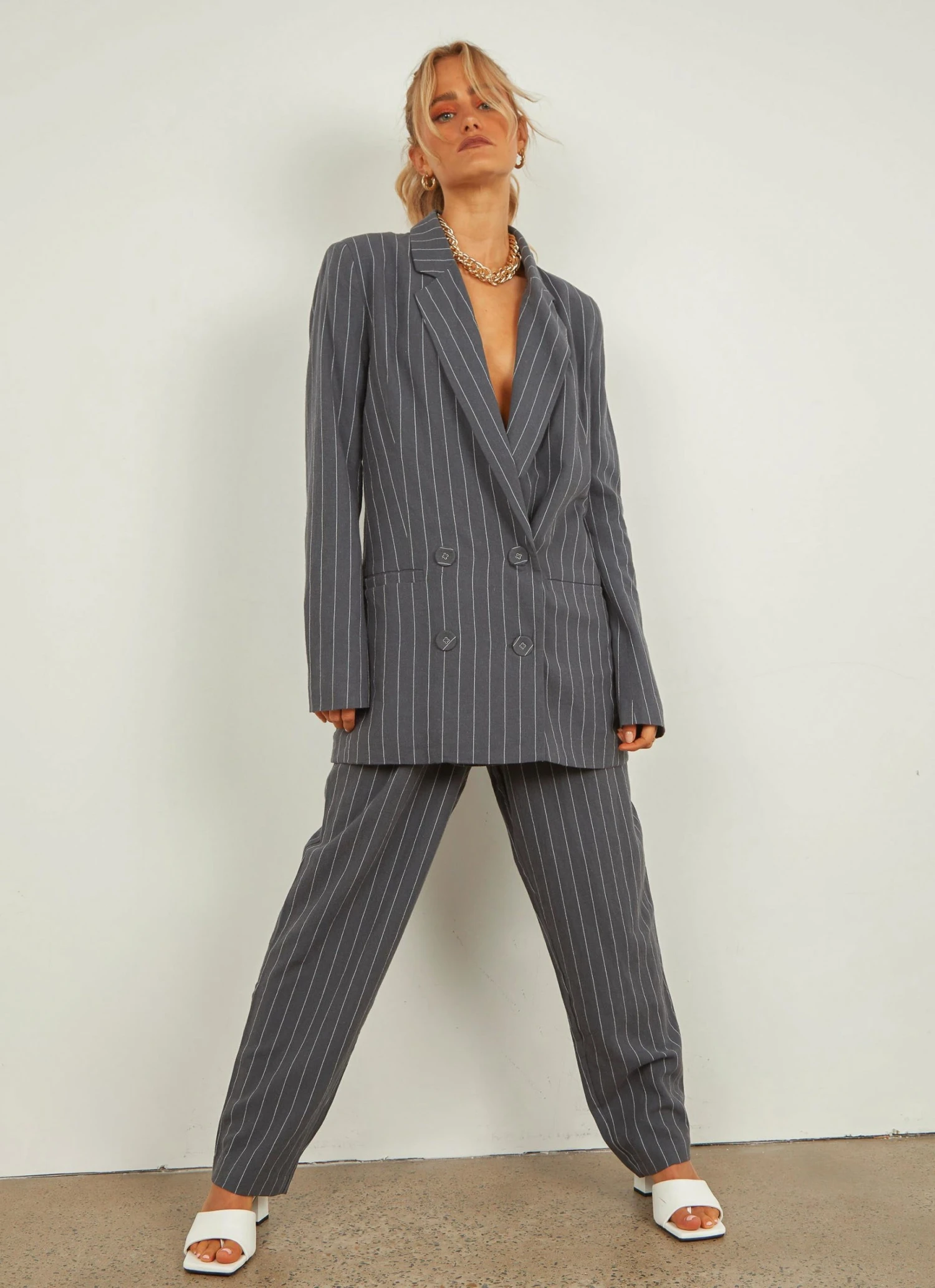 Nude Lucy Finley Pinstripe Blazer - Navy Pinstripe 2 Nude Lucy Finley Pinstripe Blazer - Navy Pinstripe